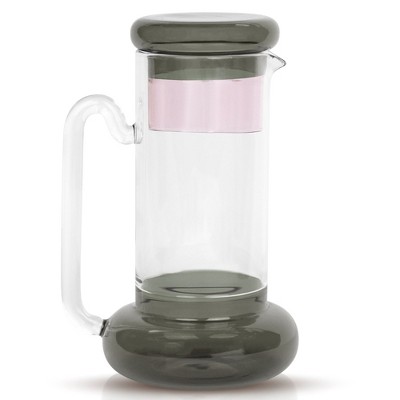 Elle Decor Bedside Pitcher Set, 32-Ounce Carafe with Cup, Tumbler Doubles as A Lid Made of Borosilicate Glass