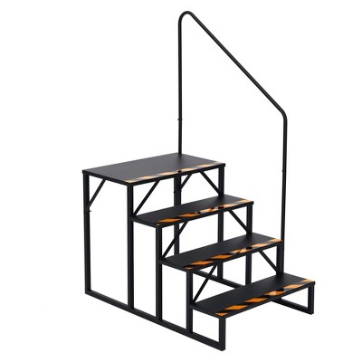 RV Steps with 1 Handrails, Heavy Duty Hot Tub Steps, Portable Mobile Home Stairs Steps, Ladder Stairs for Travel Trailer, Camper, Pool, 2 Step