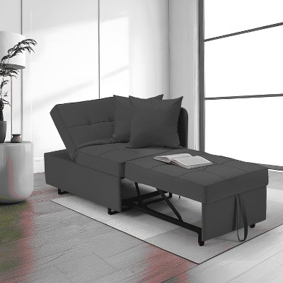 Erommy 3-in-1 Sleeper Sofa Chair Bed , 5-position Adjustable Backrest Pull Out Sofa Bed with Faux Linen Sofa Fabric