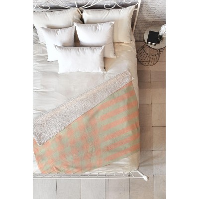 Mirimo Peach and Pistache Gingham Fleece Blanket - Deny Designs