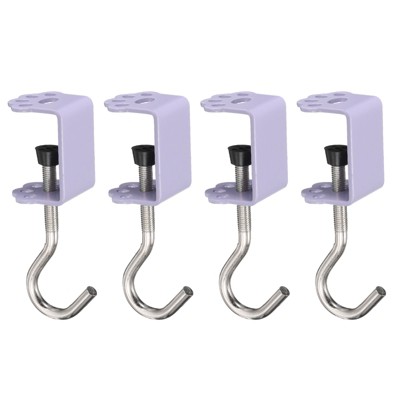 Unique Bargains Space-Saving Design Adjustable Desk Mount Clamp Hooks and Hangers 0.2"-1.4" 4 Pcs