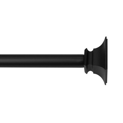 Lumi Home Furnishings 48"x84" Decorative Drapery Single Rod Set with Flat Square finials Matte Black