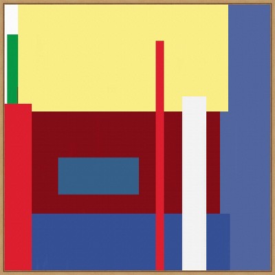 30" x 30" House in Garden by Alex Caminker Framed Canvas Wall Art Print - Amanti Art: Modern Lithograph Decor