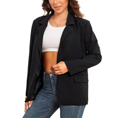 Blazer Jacket For Women Lapel Long Sleeve Open Front Business Fashion Button Blazers Outfits With Pockets
