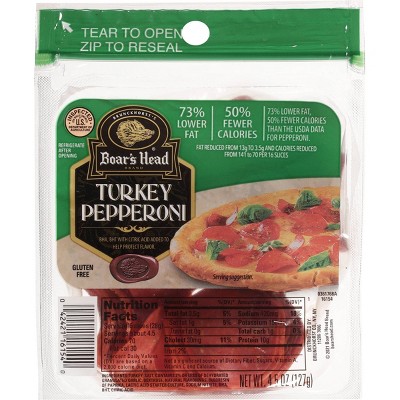 Boar's Head Gluten Free Sliced Turkey Pepperoni Pouch - 4.5oz
