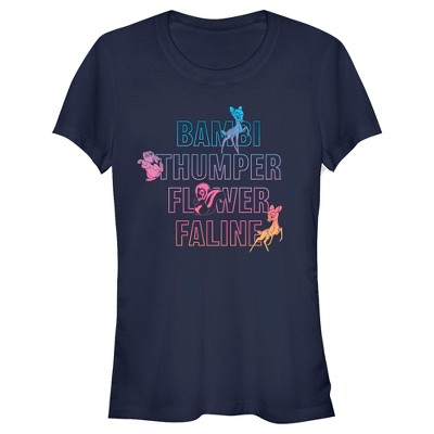 Juniors Womens Bambi Neon Name Stack T-Shirt