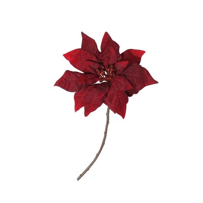 Northlight Velvet Poinsettia Artificial Christmas Stem Spray - 18" - Red