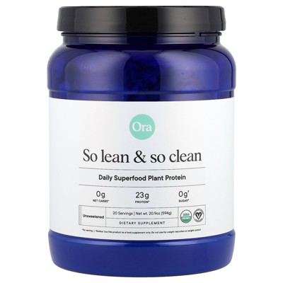 Ora So Lean & So Clean, Daily Superfood Plant Protein, Unsweetened, 20.9 oz (594 g)