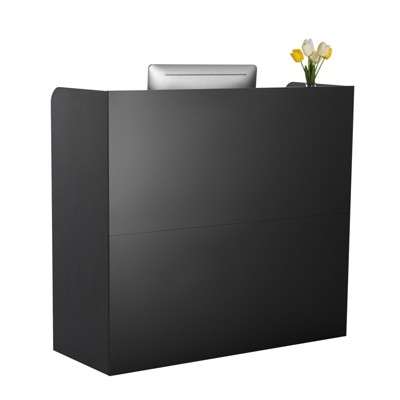 VEVOR Reception Desk, 47 Inch Rectangular Front Counter Table, Office Reception Counter with Lockable Drawer and Storage Cabinet, Black
