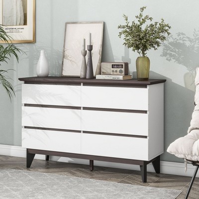 NicBex 5/6 Drawer Dresser for Bedroom,Modern Closet Dressers Chest of Drawers for Living Room,Entryway,Hallway,White