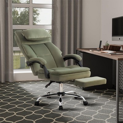 Ergonomic Office Chair With Footrest & Removable Headrest, Velvet 155° Reclining Computer Desk Chair,360° Swivel Ofiice Chair-Tanpinhause