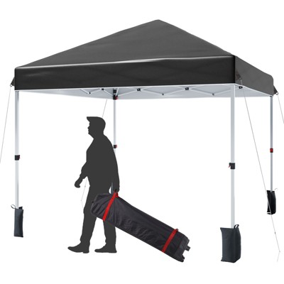 Instant Pop Up Canopy Tent for 1 Person Setup,Pop Up Commercial Canopy Tent,Easy Up Tent w/1-Button Push,Wheeled Bag,4 Sandbags,Bonus 8 Stake,4 Rope