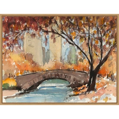 24" x 18" Autumn in New York Study I by Samuel Dixon - Amanti Art: Large Framed Horizontal Cityscape