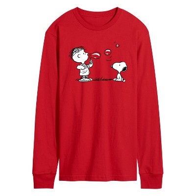 Men's - Peanuts - Rerun And Snoopy Bubbles Long Sleeve Graphic T-Shirt