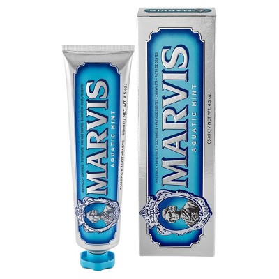Marvis Toothpaste  - Aquatic Mint (4.5 oz FULL SIZE) Sensational Flavoured Tooth Paste Helps Remove Plaque & Promote Healthy Teeth Gums