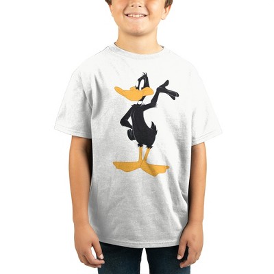 Classic Looney Tunes Daffy Duck Character White Graphic Tee Toddler Boy to Youth Boy
