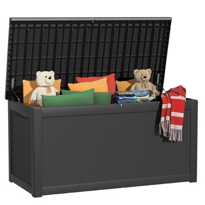 DSVIMOY 260 Gallon Resin Outdoor Storage Box and Patio Furniture Side Table for Pool and Garden Accessories