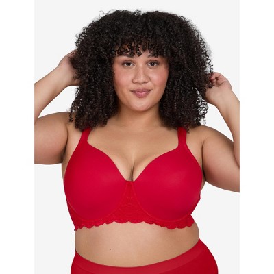 Leading Lady Women's The Chloe – Lace Band Molded Underwire T-Shirt Bra (5134) Pepper Red 50C