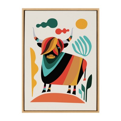Sylvie Cow Framed Canvas by Rachel Lee Natural - Kate & Laurel All Things Decor