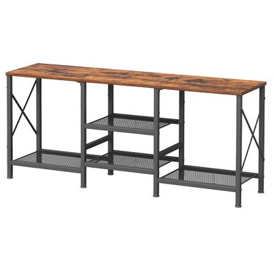 Itopfox TV Stand for 55 Inch TV, Entertainment Center with 3-Tier Open Shelves, TV Console Table for Living Room, Bedroom, Rustic Brown