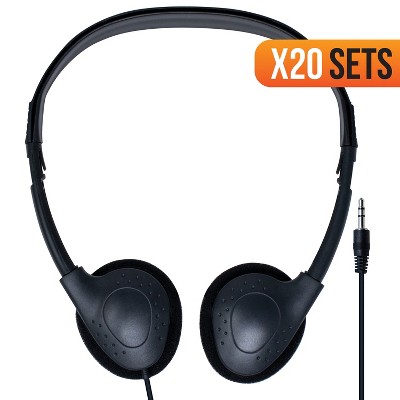 Digital Energy® OH54 On-Ear Headphones, Black (20 Pack)