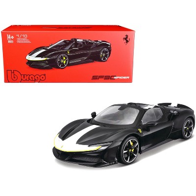 Ferrari SF90 Spider Assetto Fiorano Black Metallic with White Stripes "Signature Series" 1/18 Diecast Model Car by Bburago