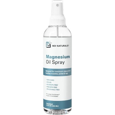 Magnesium Oil Spray with Stem Cell Extract, Soothes Feet, Sore Muscles, Joints & Legs, Allergen-Free & Fragrance-Free, M3, 12 fl oz