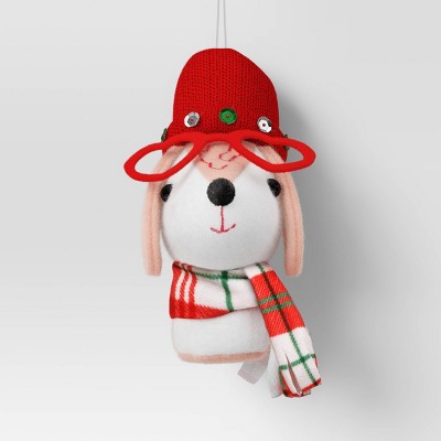 Fabric Dog Head Plaid Scarf Christmas Tree Ornament - Wondershop™