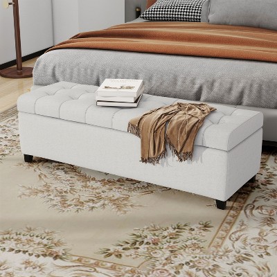 NicBex Upholstered Storage Ottoman Bench,End of Bed Bench with Storage,Entryway Bench for Living Room,Bedroom