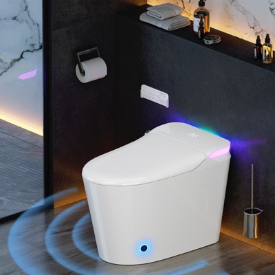 Dyonery Smart Toilet: Heated Seat Night Light Auto Soft Close Deodorization Dryer Foot Sensor