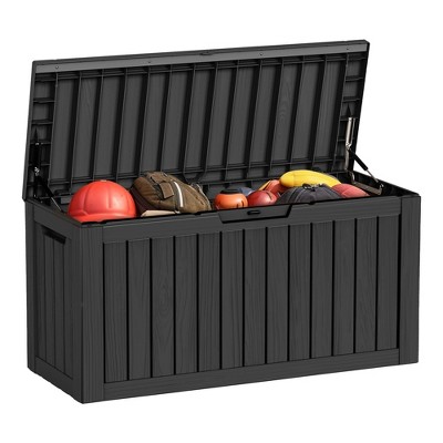 INFURNIC Deck Boxes, Waterproof Deck Box with Large Storage Capacity for Patio Furniture, Garden Tools, All Weather Use, Black, 46"*18.7"*23"