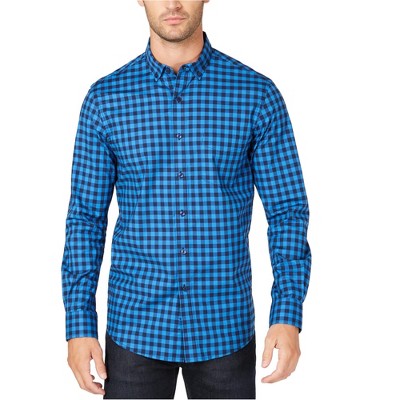 Club Room Mens Gingham Button Up Shirt