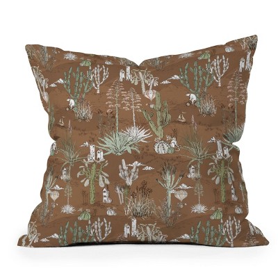 26"x26" Deny Designs D'Annick Cactus Landscape Outdoor Throw Pillow: UV Protected, Mildew Resistant