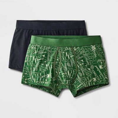 Men's Postcard Print Trunks 2pk - Goodfellow & Co™ Forest Green
