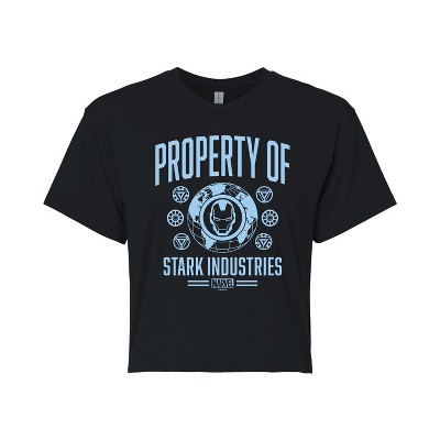 Women's - Marvel - Iron Man Property Of Stark Industries Cropped Graphic T-Shirt
