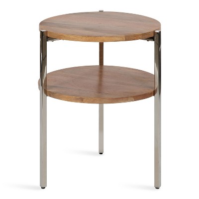 Kate and Laurel Lamaar Round Wood Side Table, 19x19x25, Natural and Silver