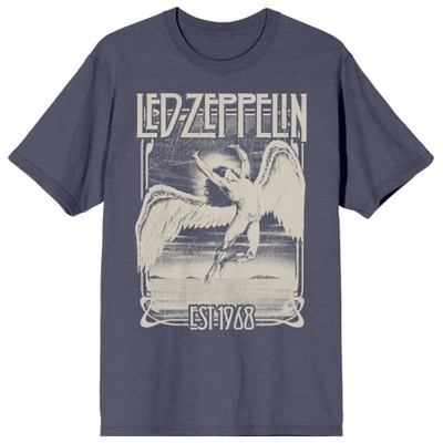 Led Zeppelin Est 1968 Men's Washed Blue Jean Short Sleeve Tee