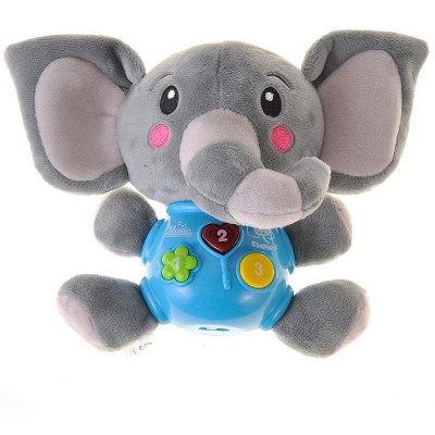 JuzToys Plush Elephant Infant Toys, Cute Stuffed Aminal Light Up Baby Toys Newborn Baby Musical Toys for Infant Babies