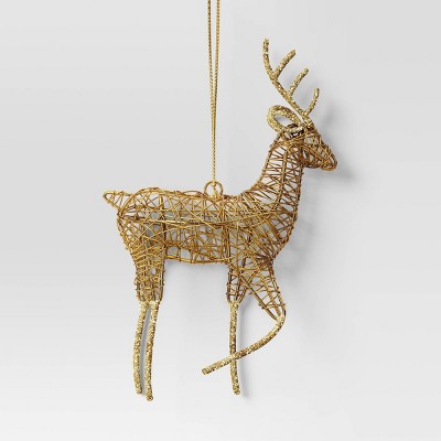 Christmas Wire Wrapped Reindeer Ornament Gold - Wondershop™