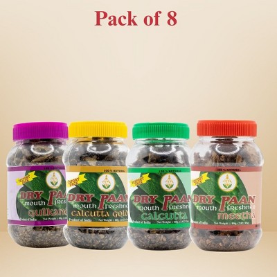 Shastha Traditional Dry Paan Combo Pack A (Contains 8 Items) Meetha - 2 , Gulkand - 2 , Calcutta - 2 & Calcutta Gold - 2