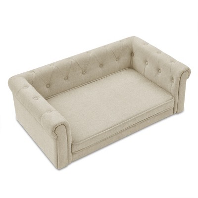 SEVOBAL Pet Beds Elevated Dog Sofa Bed Modern Rectangle Design Fit Small Medium Dogs for Living Room Bedroom, Beige, 39.5"*23.6"*15"