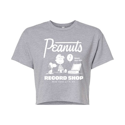 Women's - Peanuts - Record Shop Cropped Graphic T-Shirt