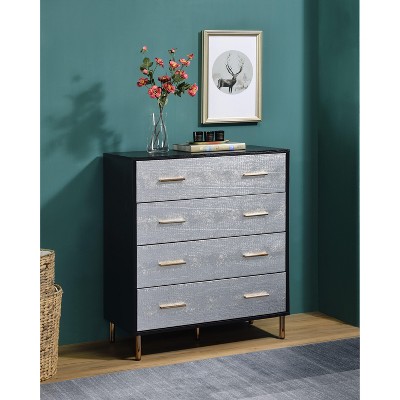 Bella Depot 4-Drawer Dresser with Black/Silver & Gold Finish