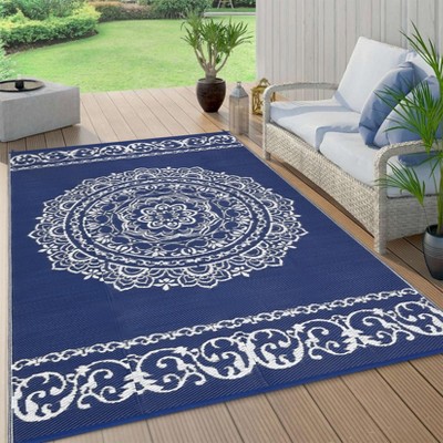 Outdoor Rug, Waterproof Durable Indoor/Outdoor RV Mat, Reversible Camping Carpet, Foldable Plastic Straw Rug for Patio, Porch