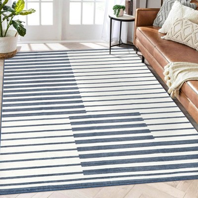 Coolmee Area Rug for Living Room Washable Geometric Rug Stripe Farmhouse Bohemian Non Slip Ultra Thin Soft Rug for Bedroom