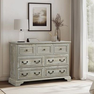APRILSOUL 7 Drawers Storage Dresser for Bedroom, Living Room, Hallway, Rustic Chest of Drawers with Natural Texture, Vintage Design