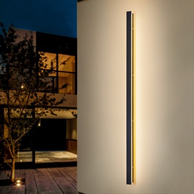 Rennnsan Lunith 39"-59" H Hardwired Liner Stainless Metal Industrial LED Dimmable Wall Sconce in Black