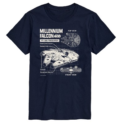 Men's - Star Wars - Millennium Falcon Schematic Men's Short Sleeve Tee Short Sleeve Graphic T-Shirt