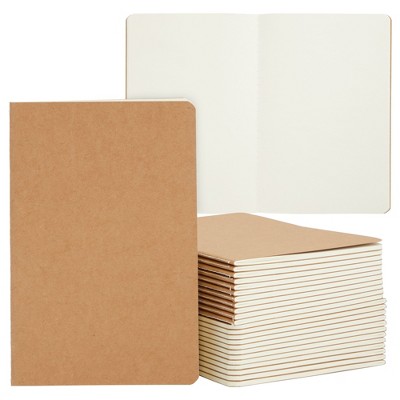 Paper Junkie 24 Pack Blank Journals for Kids, Bulk Sketchbooks for Students, Writing Stories, A5 Kraft Paper Notebooks, 5.5 x 8.3"