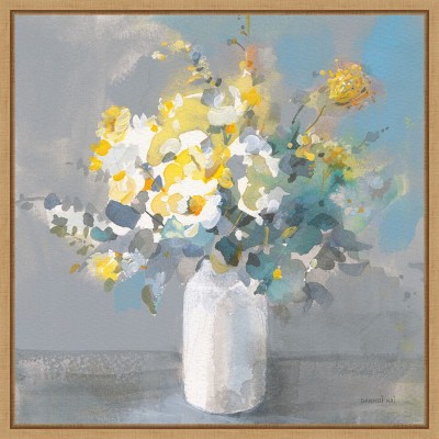 Amanti Art Touch of Spring I White Vase by Danhui Nai Canvas Wall Art Print Framed 22 x 22-in.